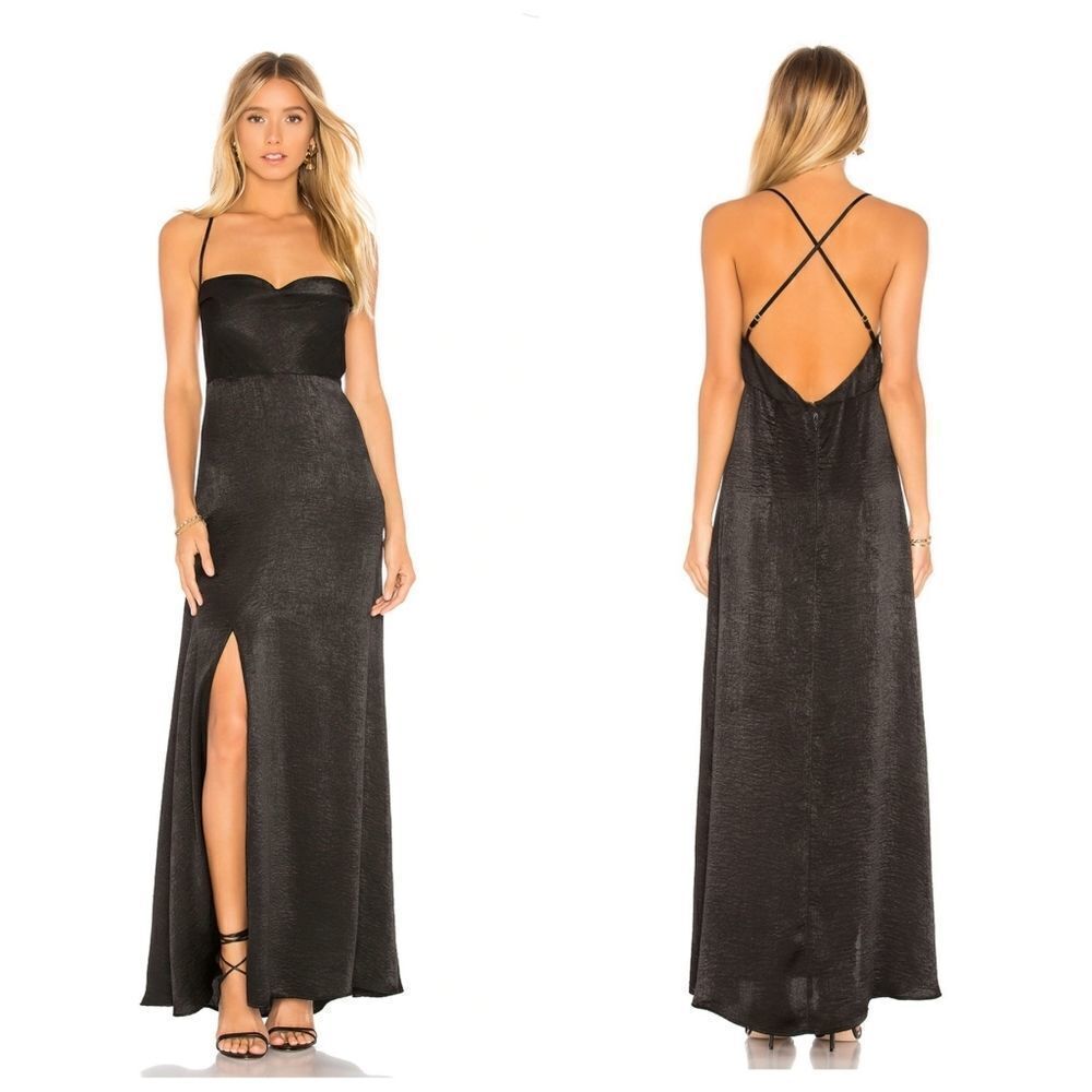 NEW SMYMM dress Winslet black‎ cowl front slit maxi XXL